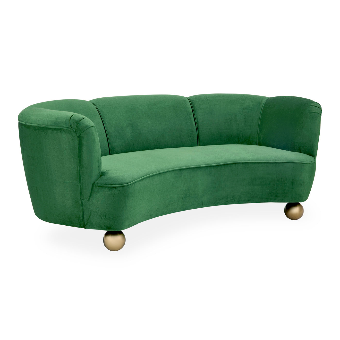 parker curved sofa chalet apricot linen brass orb legs - angle view