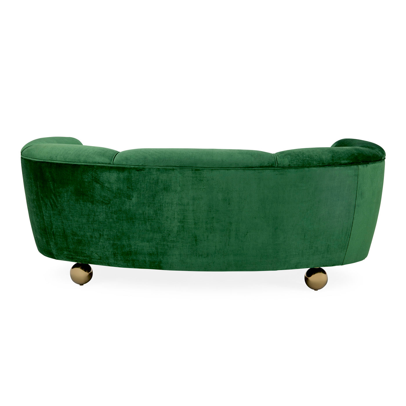 parker curved sofa chalet apricot linen brass orb legs - back view