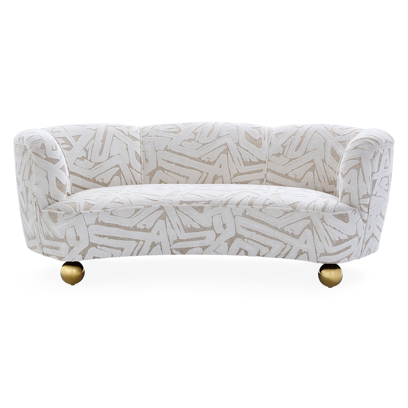 parker curved sofa brussels watercress velvet legs brass orb - front view