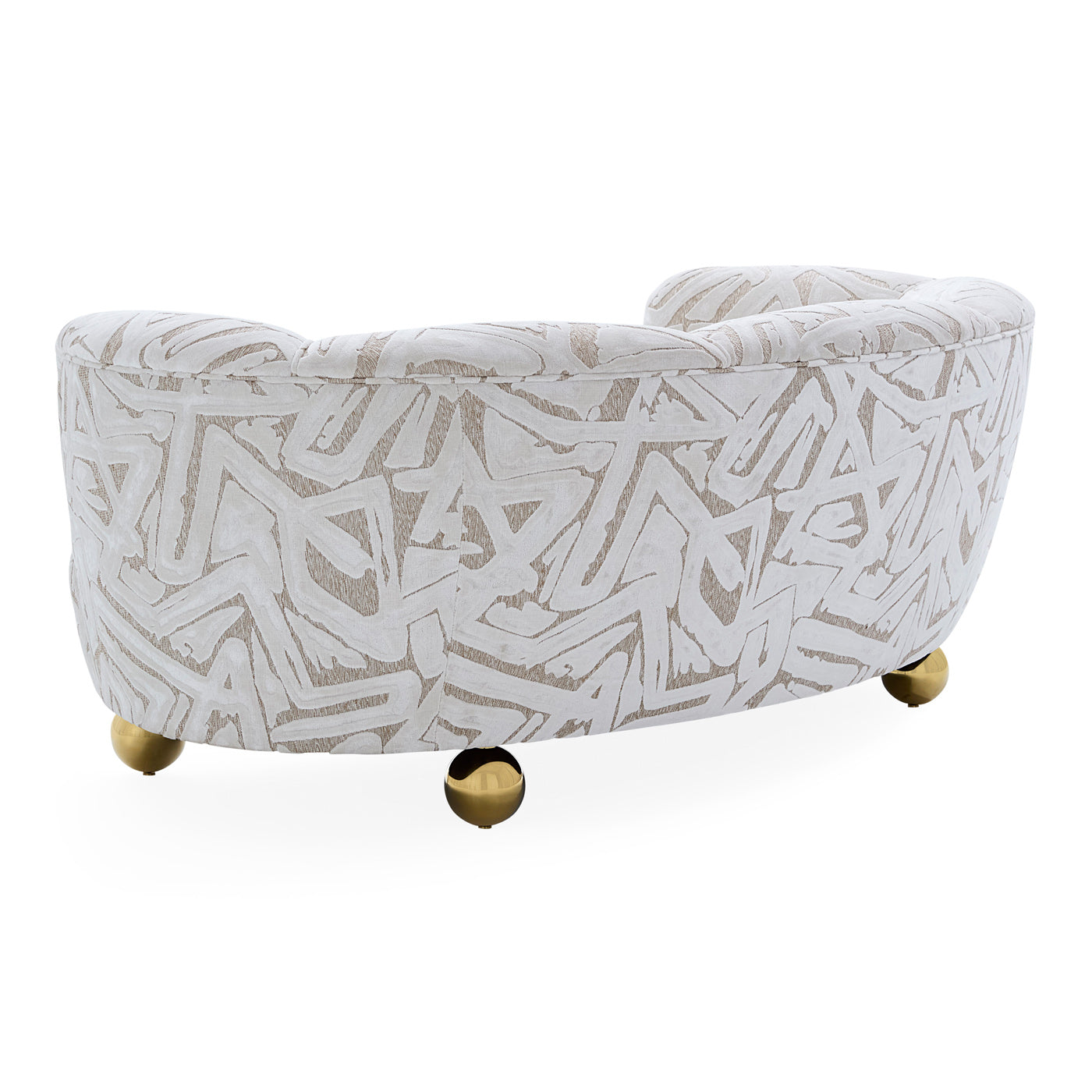 parker curved sofa brussels watercress velvet brass orb legs - detail view