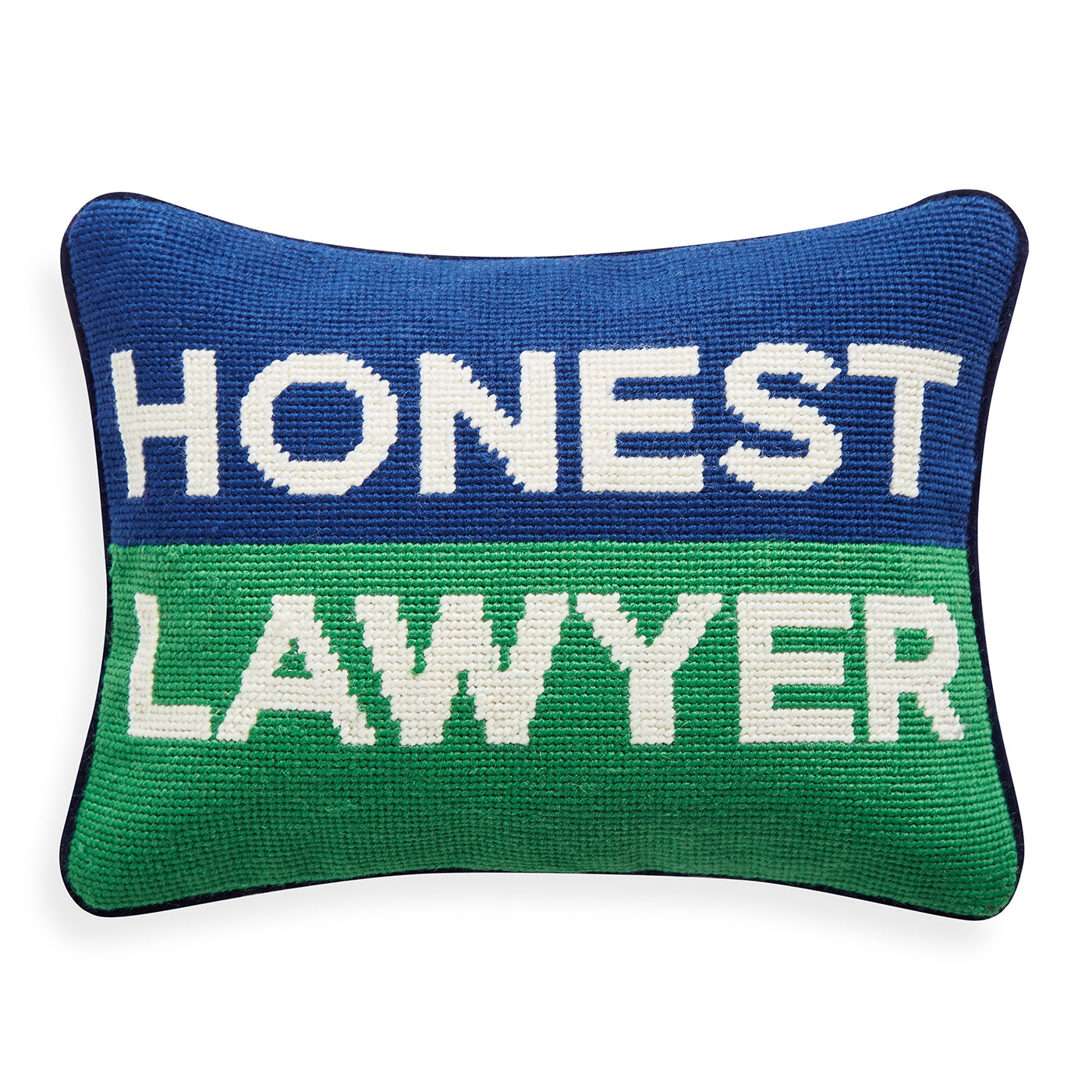 Jet Set Needlepoint Pillow Honest Lawyer - styled view