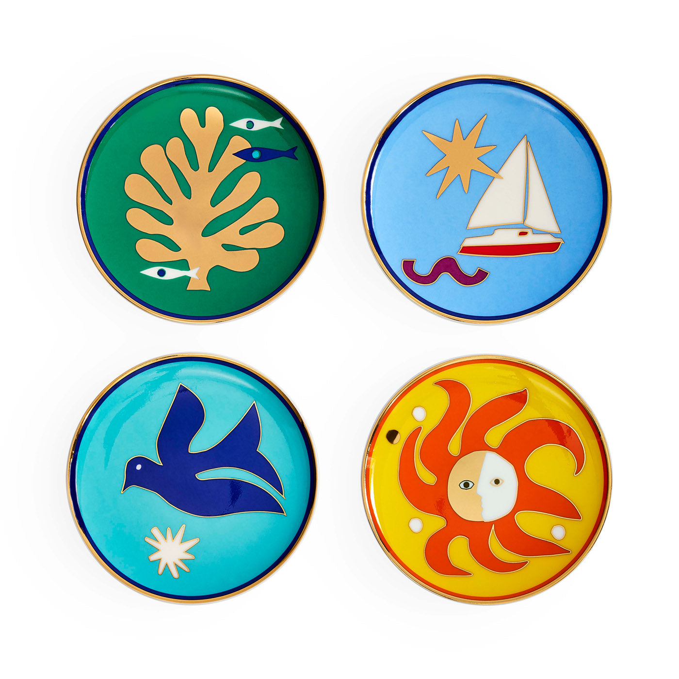 Playa Coasters in Porcelain with Gold Accents | Jonathan Adler