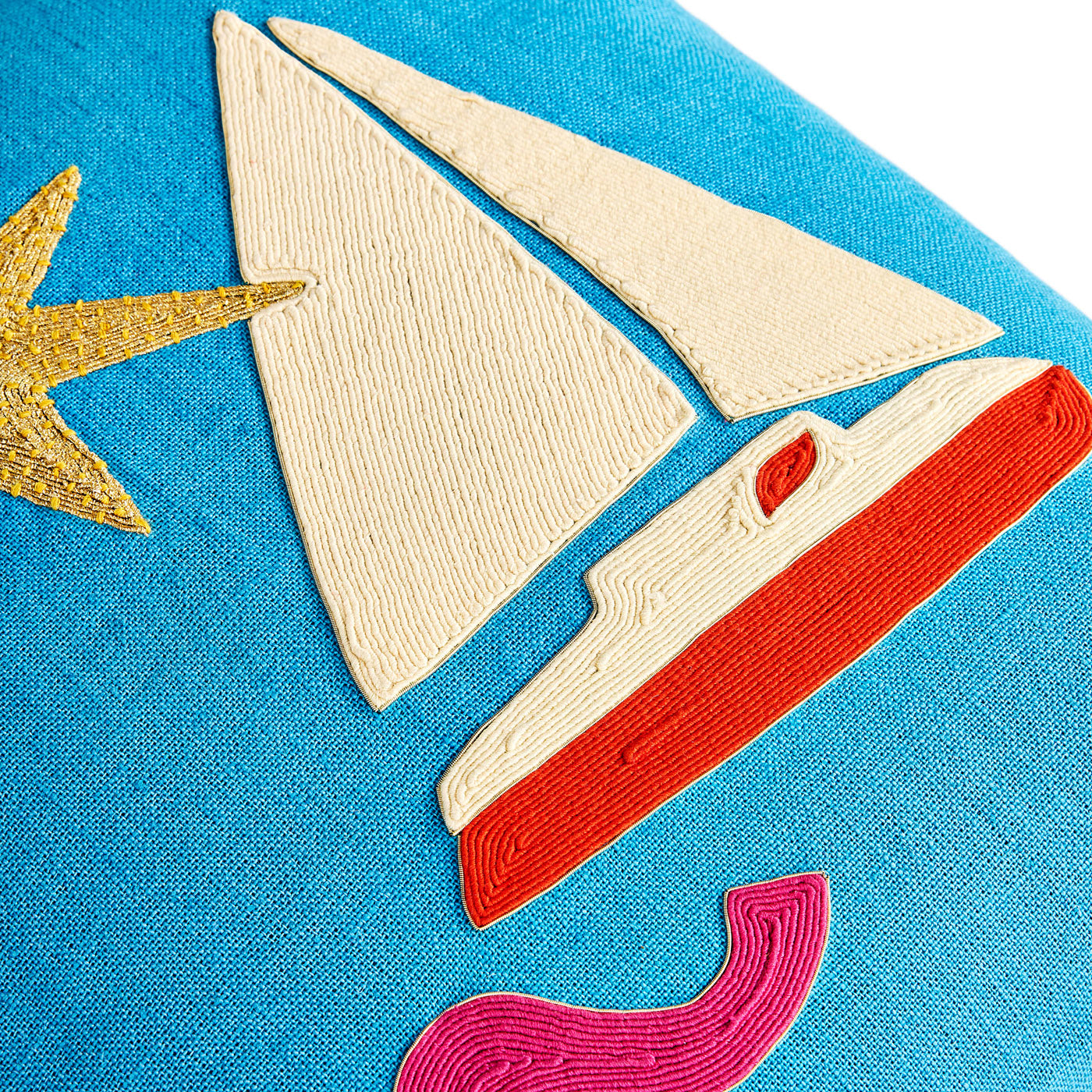 Playa Sailboat Pillow - details view