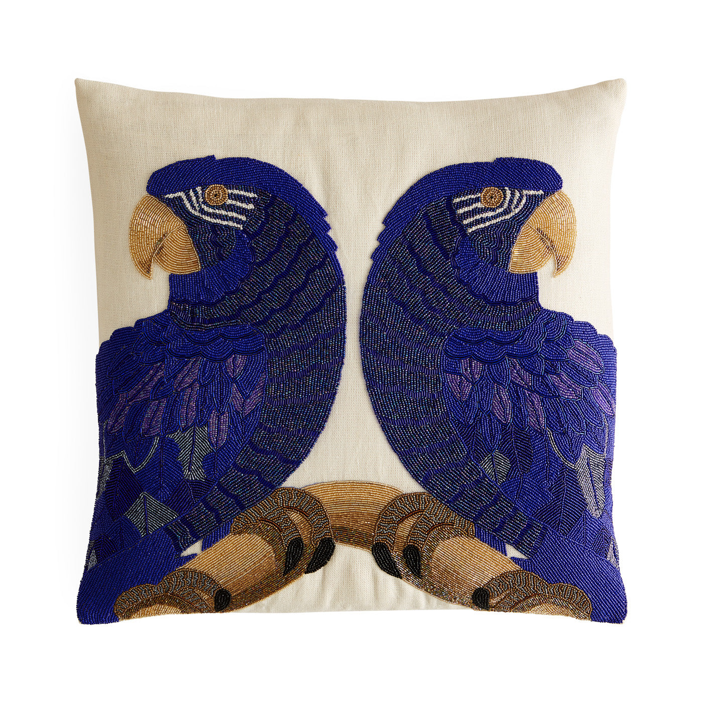 Macaw Beaded Pillow - front view