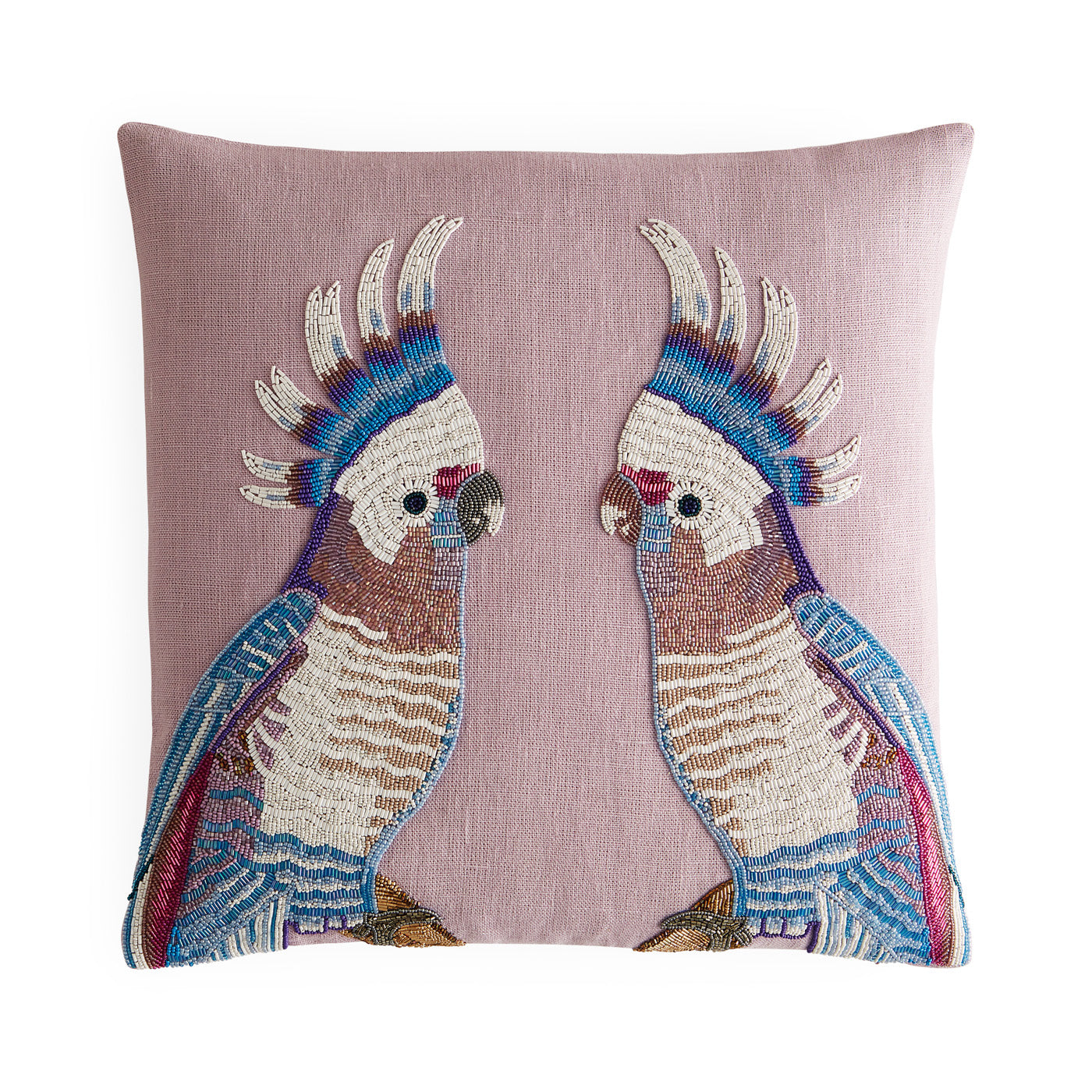 Parrots Beaded Pillow - front view