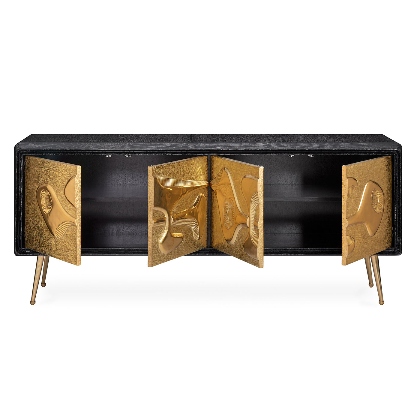 reform credenza brass ebonized cerused oak wood - detail view 5