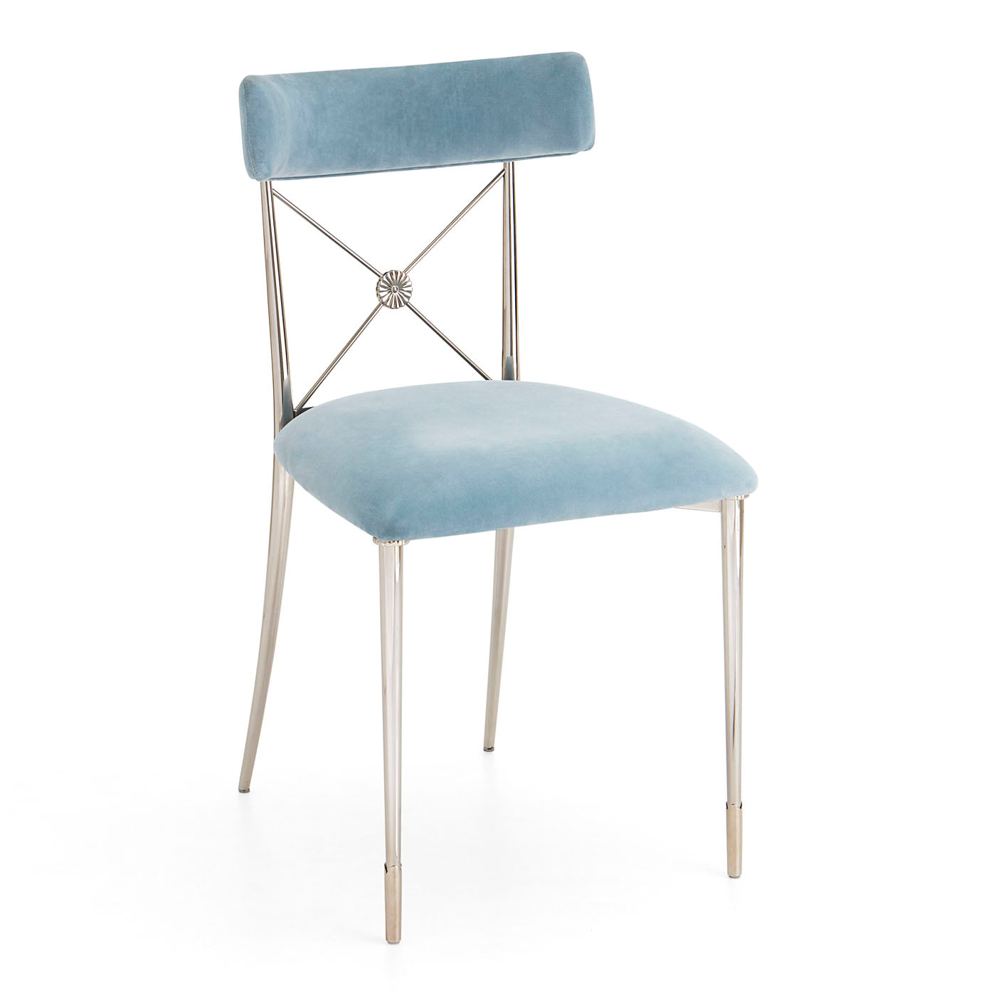 rider dining chair rialto sky velvet nickel frame - angle view