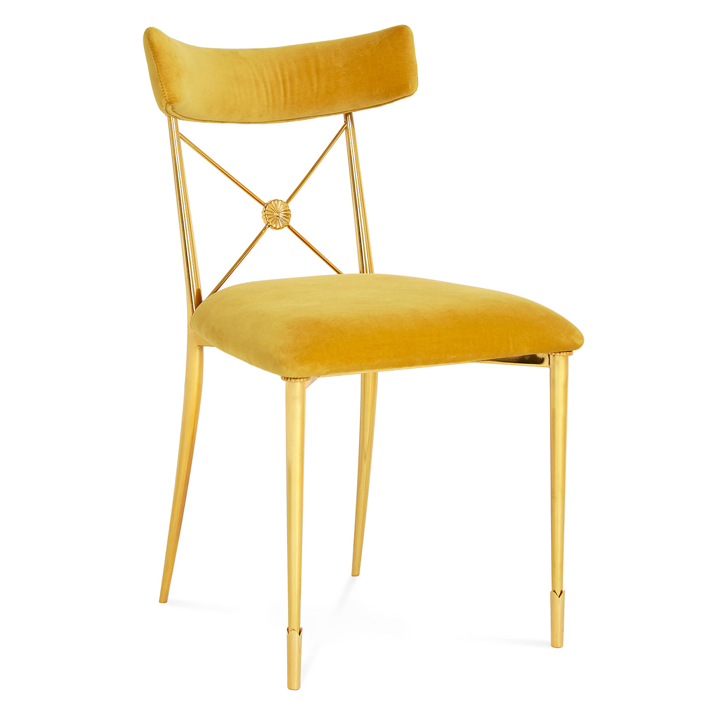 rider dining chair rialto gold velvet brass frame - angle view