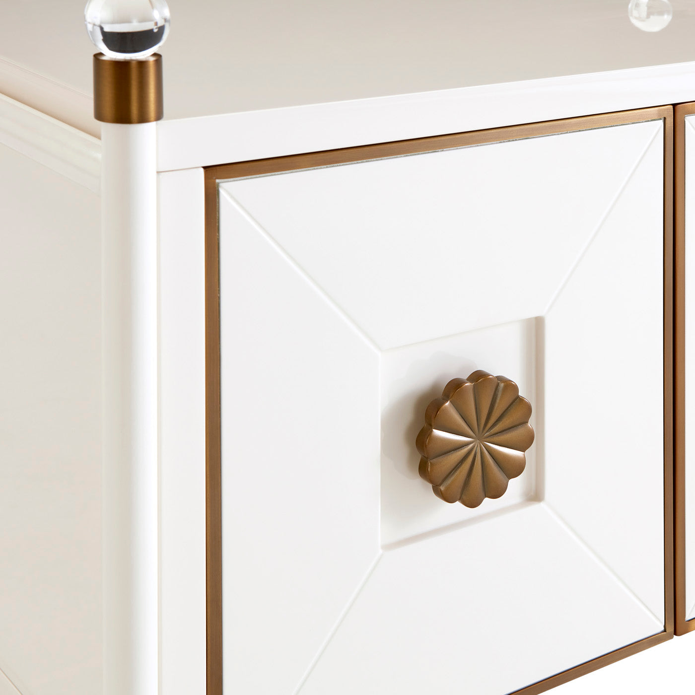 rider small cabinet black lacquer wood antique brass accents - details view