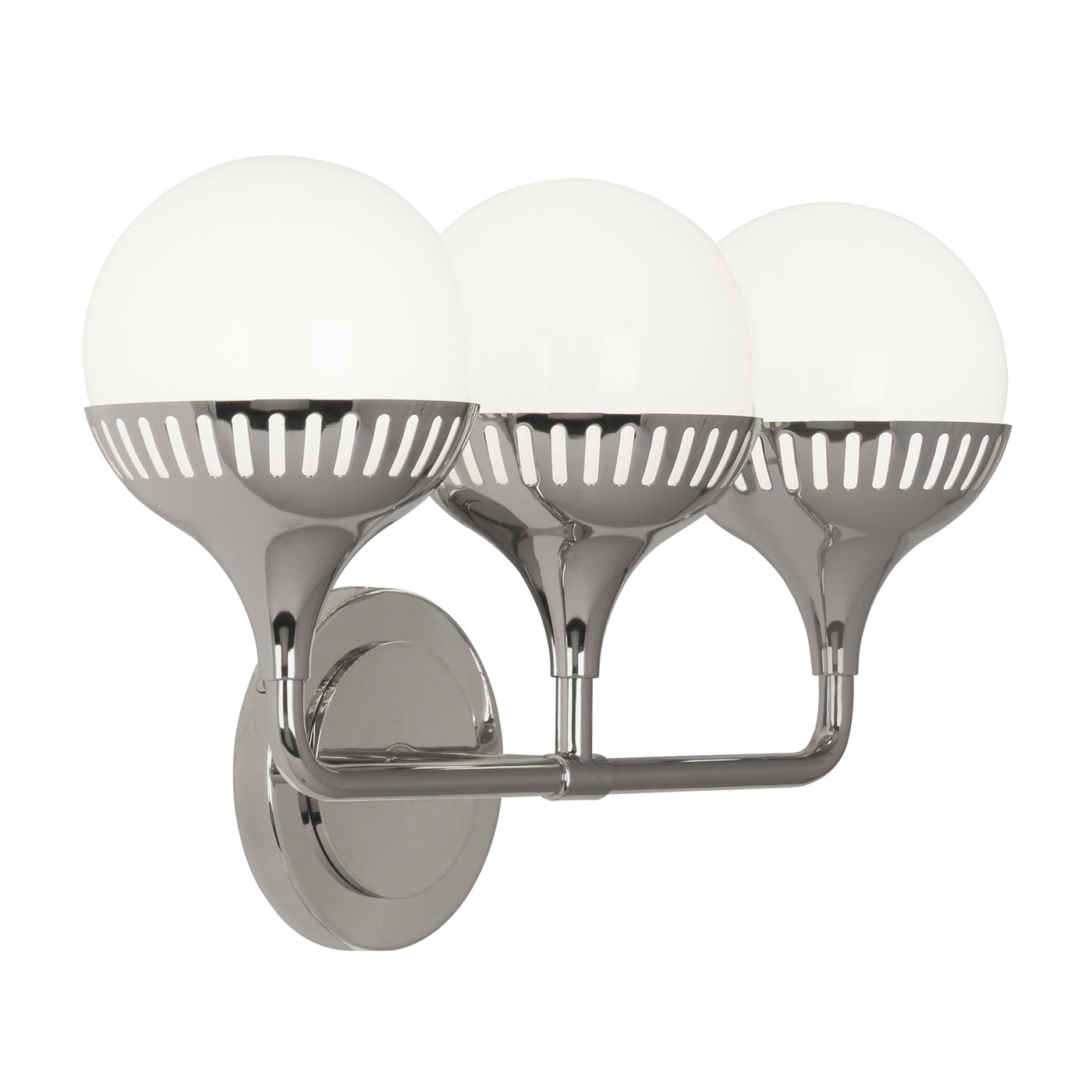 rio three light sconce nickel up - angle view