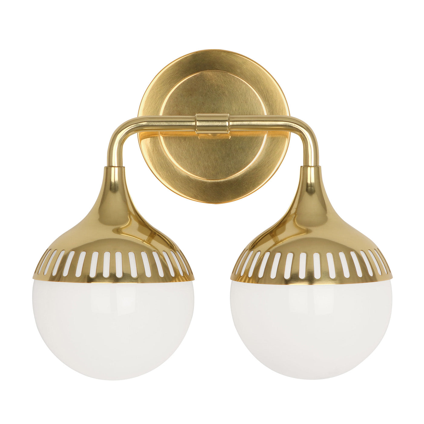 rio two light sconce brass down - front view