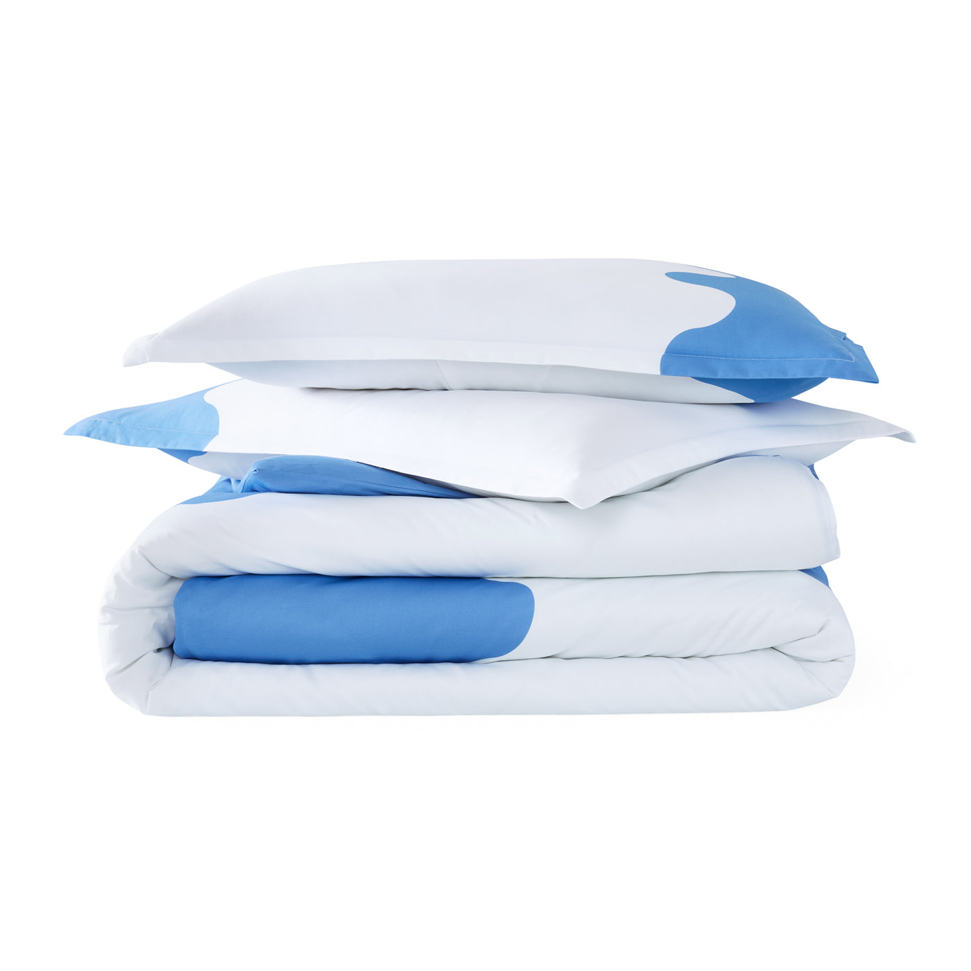 ripple duvet set blue supima cotton - folded view