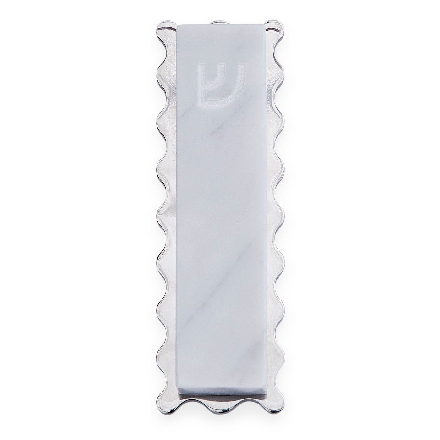 ripple mezuzah marble nickel - front view