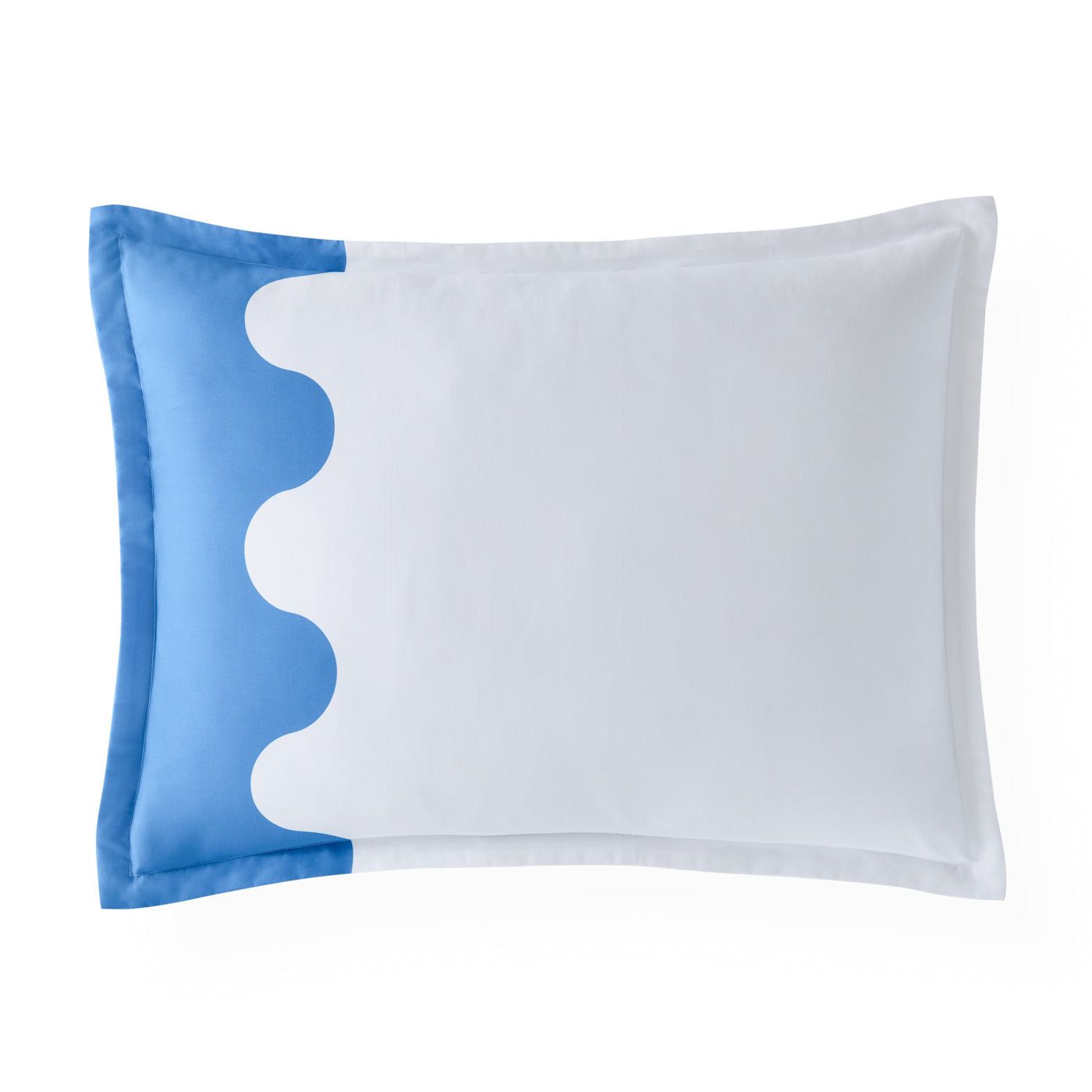 ripple standard size sham supima cotton blue white - front view
