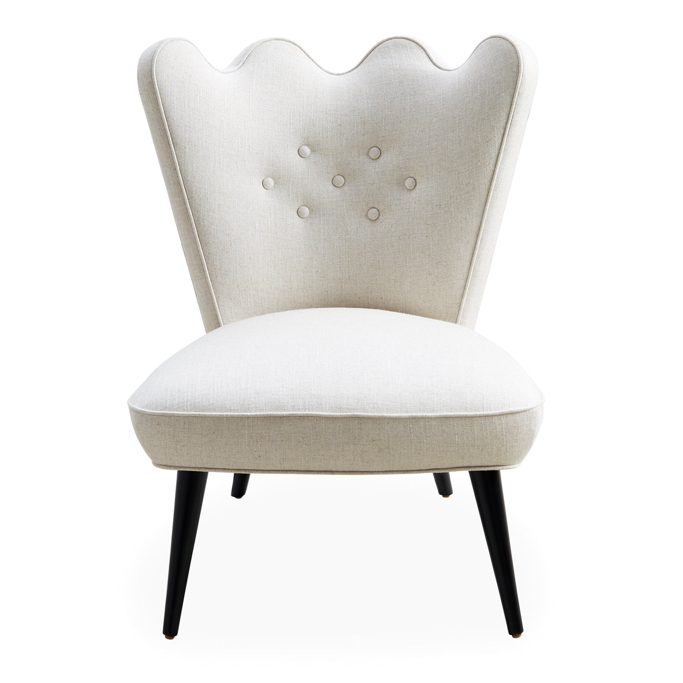 ripple slipper chair devere creme linen black legs - front view