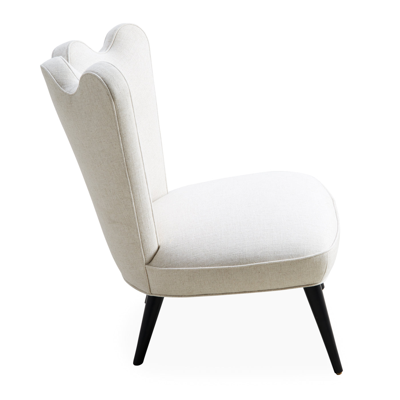 ripple slipper chair devere creme linen black legs - side view