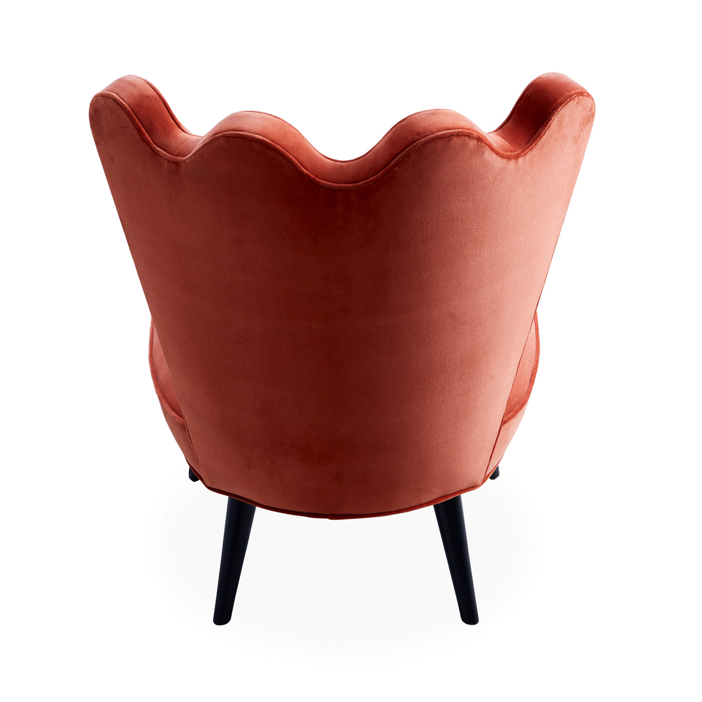 ripple slipper chair venice rust ornage velvet black legs - back view