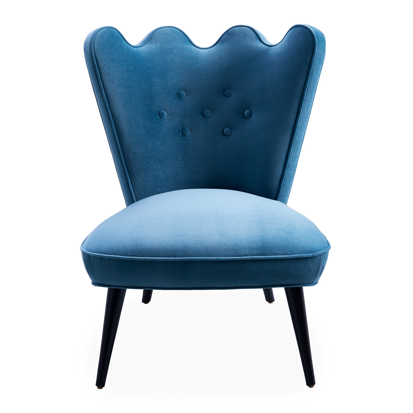 ripple slipper chair venice twilight blue velvet black legs - front view