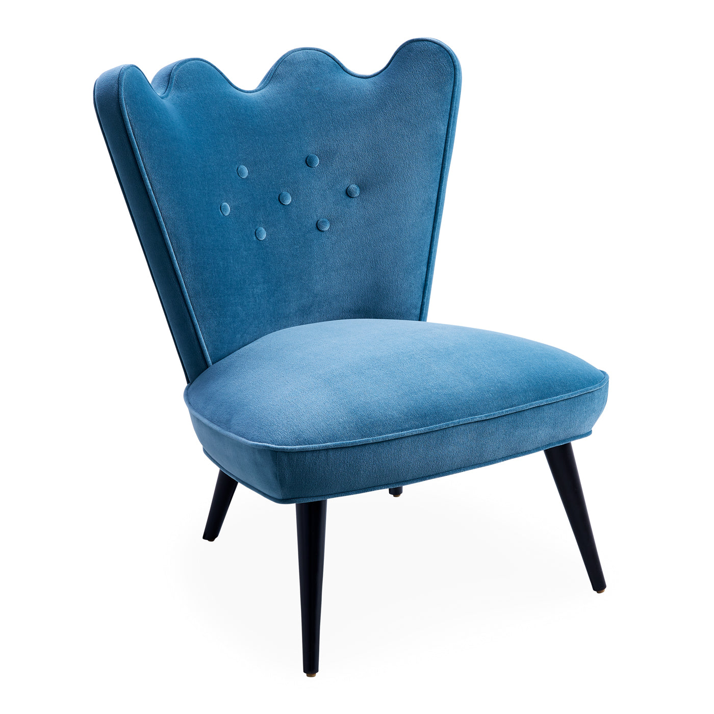ripple slipper chair venice twilight blue black legs - angle view
