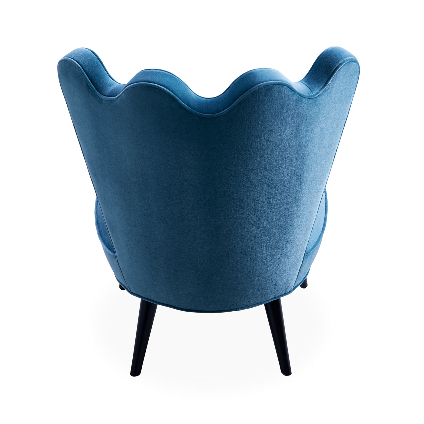ripple slipper chair venice twilight blue velvet black legs - back view