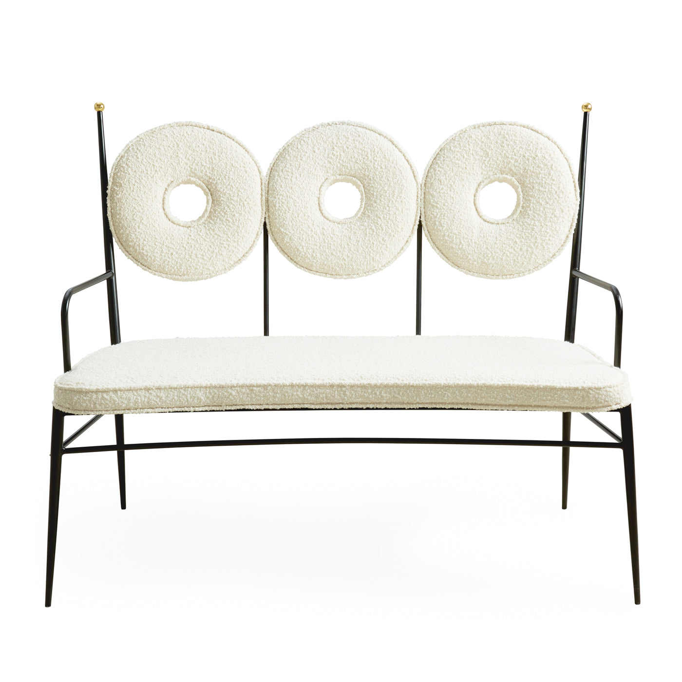 rondo bench white boucle frame black - front view