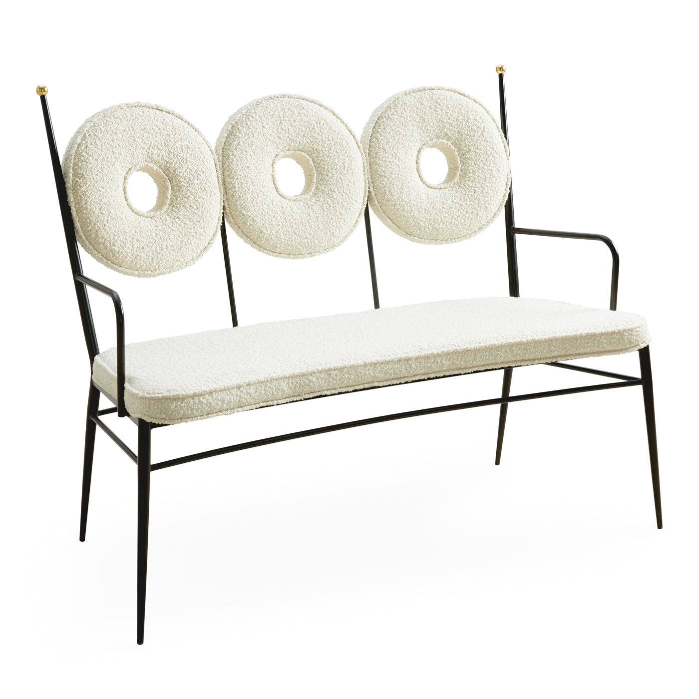 rondo bench white boucle frame black - side view