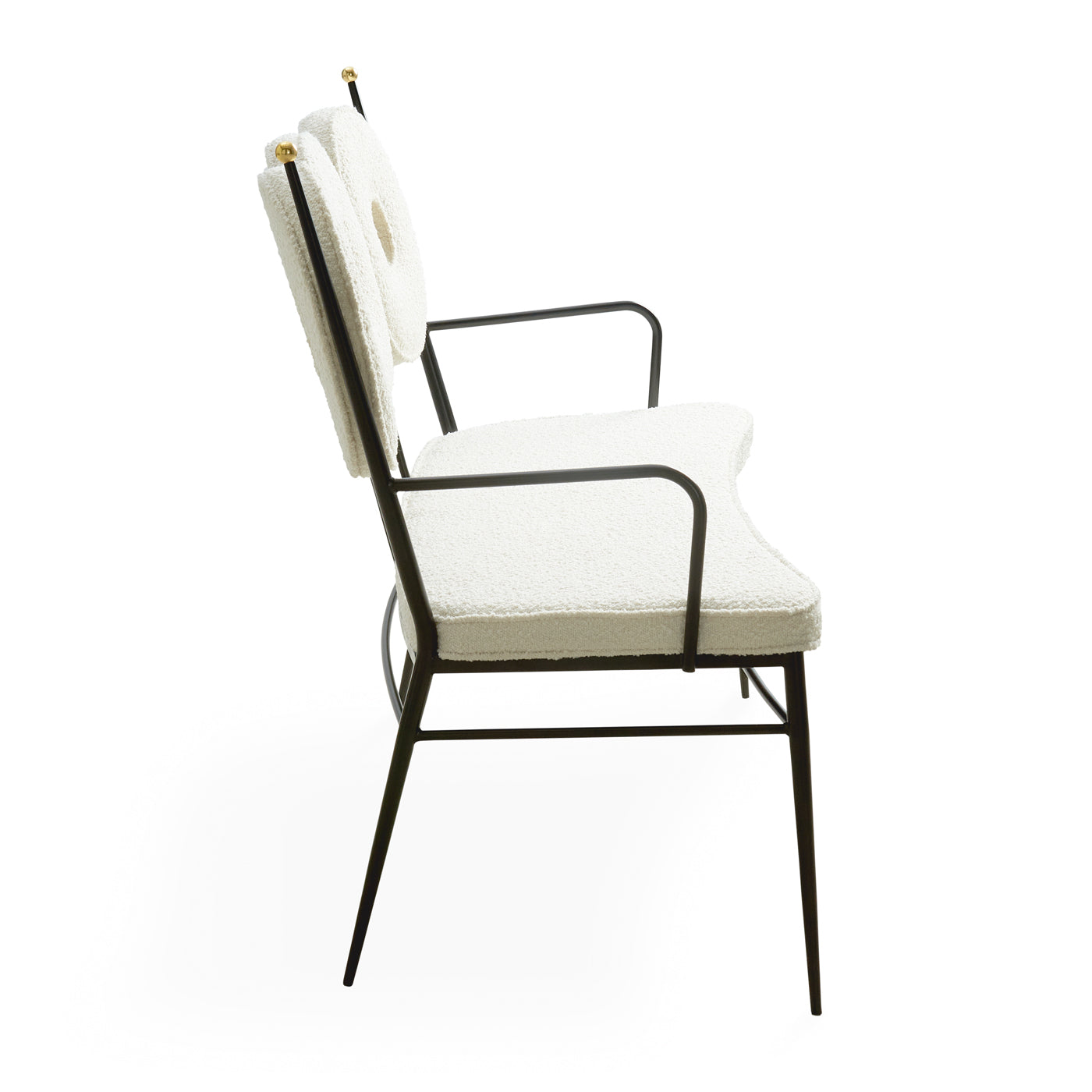 rondo bench white boucle frame black - back view