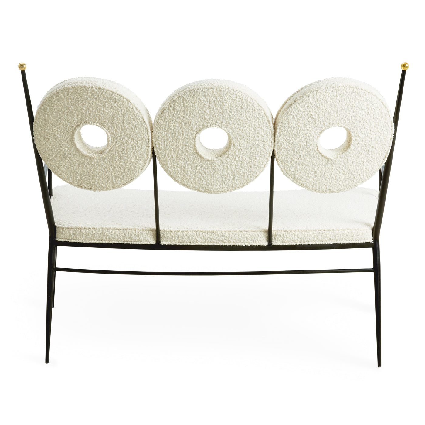 rondo bench white boucle frame black - angle back view