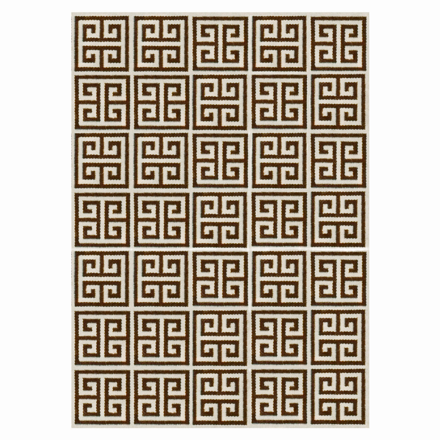 greek key reversible peruvian flat weave rug brown 8x10 - front view