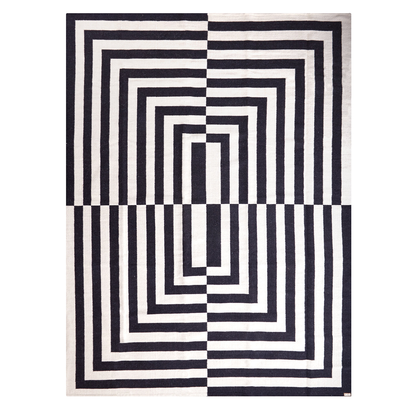 canaan reversible peruvian flat weave rug black white - front view