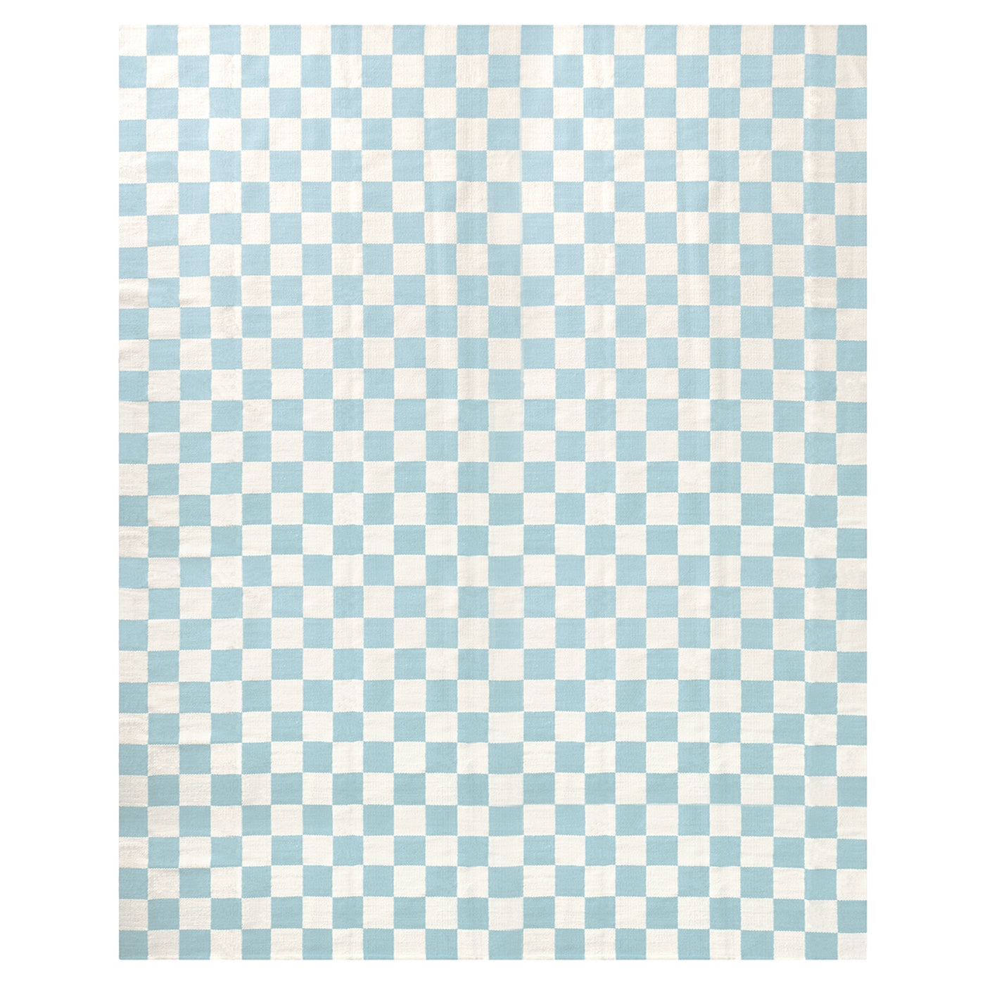 small scale checkerboard flat weave rug blue 9x12 - front view