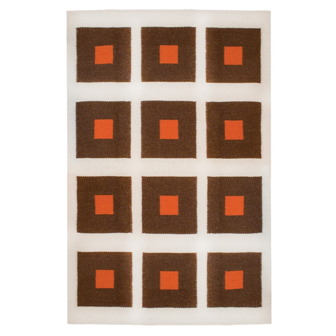peter reversible peruvian flat weave rug brown orange 4x6 - front view