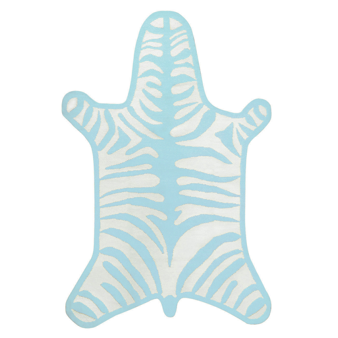 zebra peruvian flat weave rug blue - front view