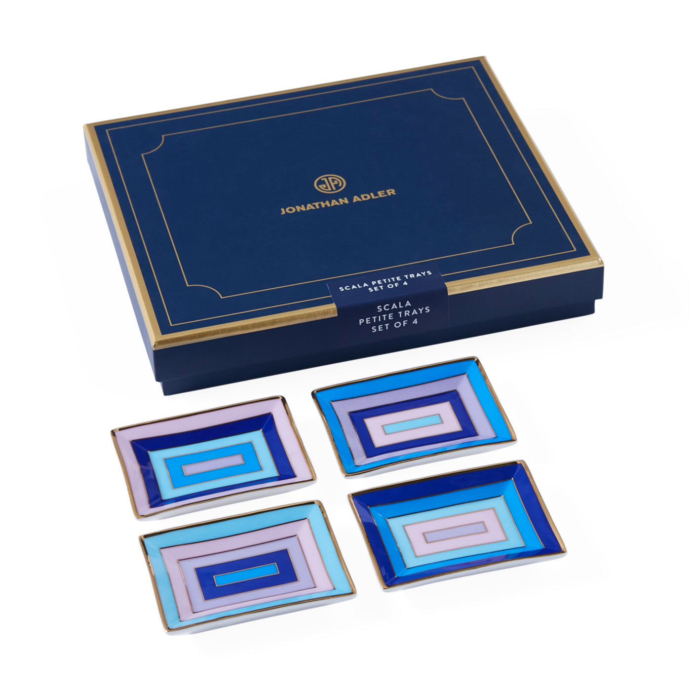 scala petite tray set porcelain blue purple with box - angle view 1