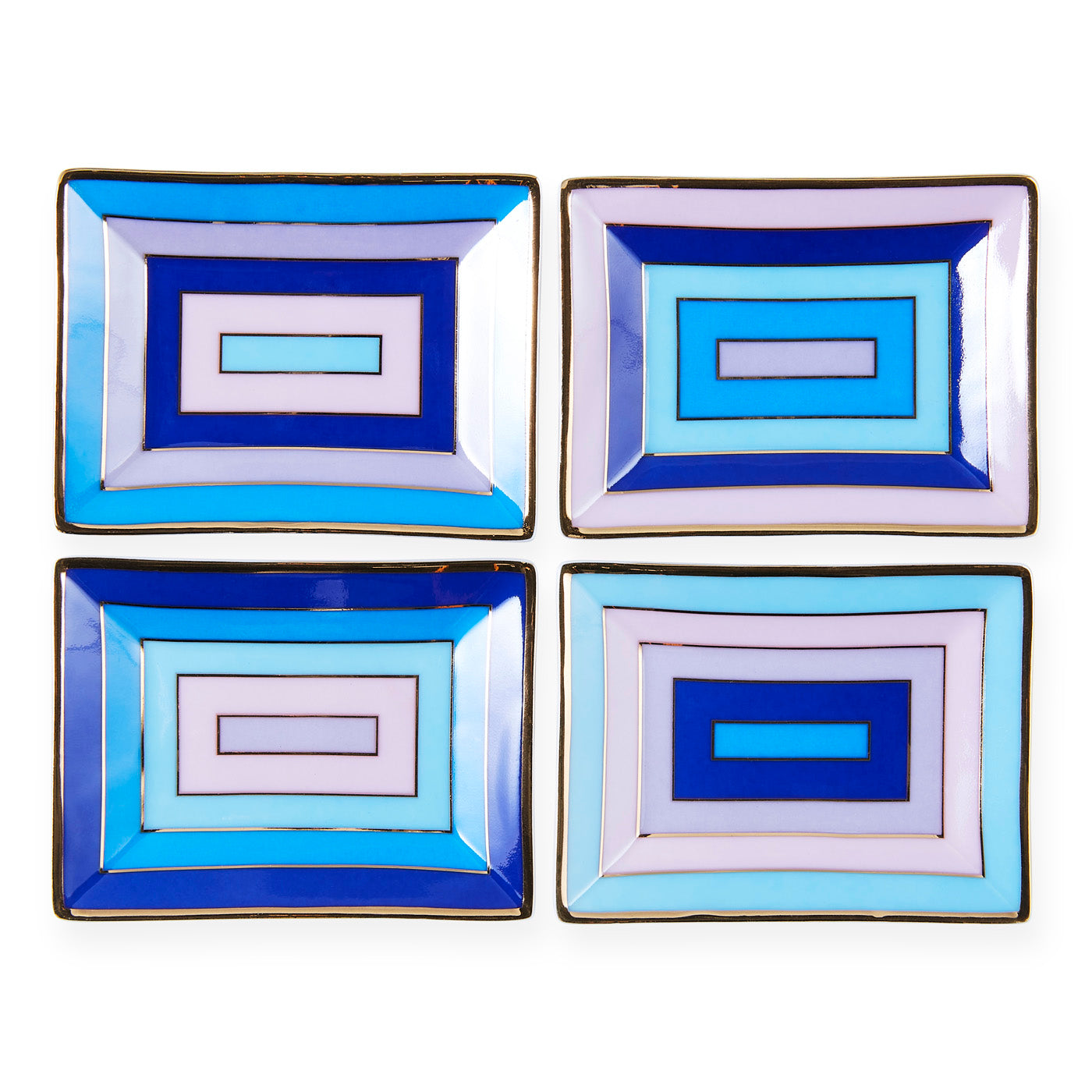 scala petite tray set porcelain blue purple - front view