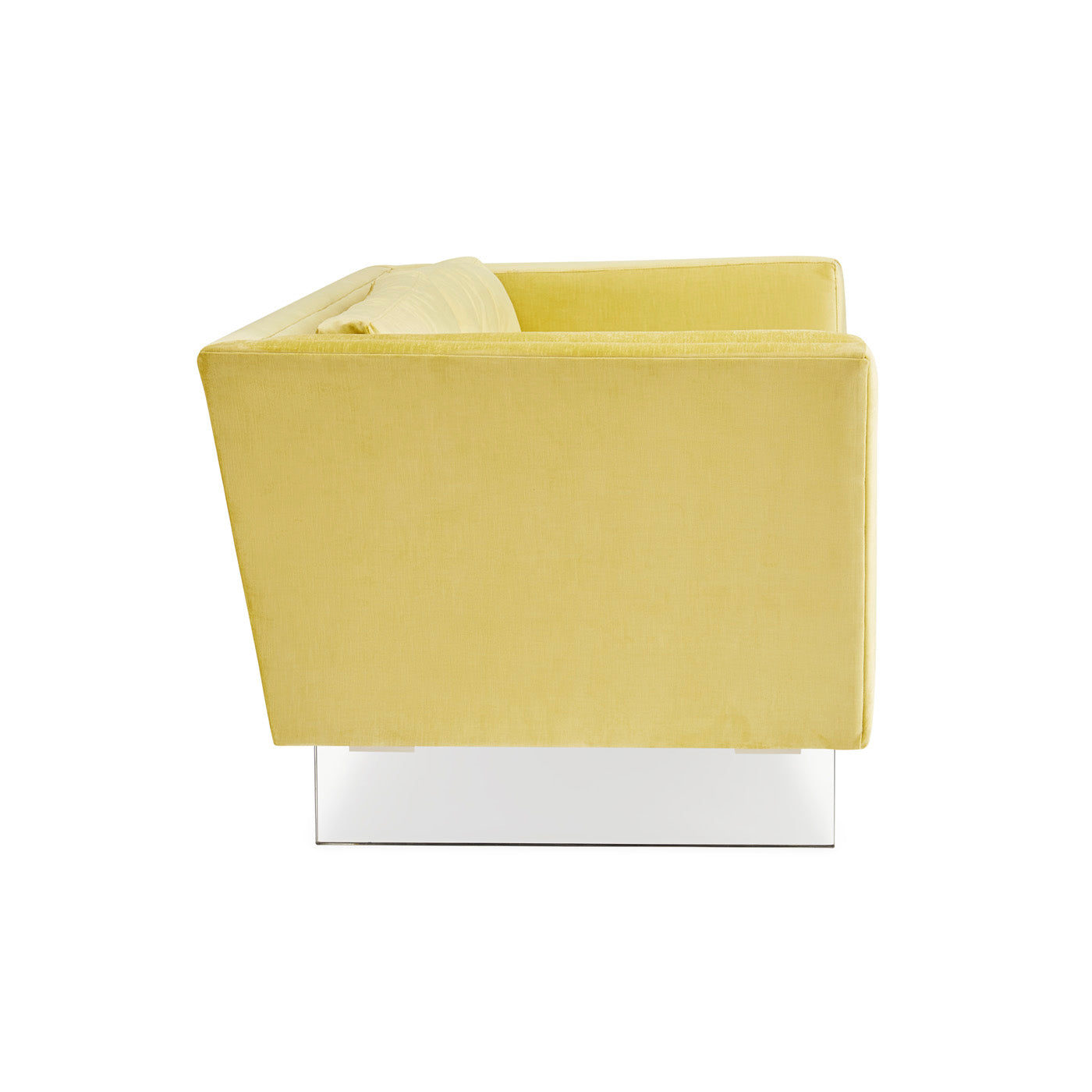 sebastian apartment sofa brussels citron velvet acrylic base - side view