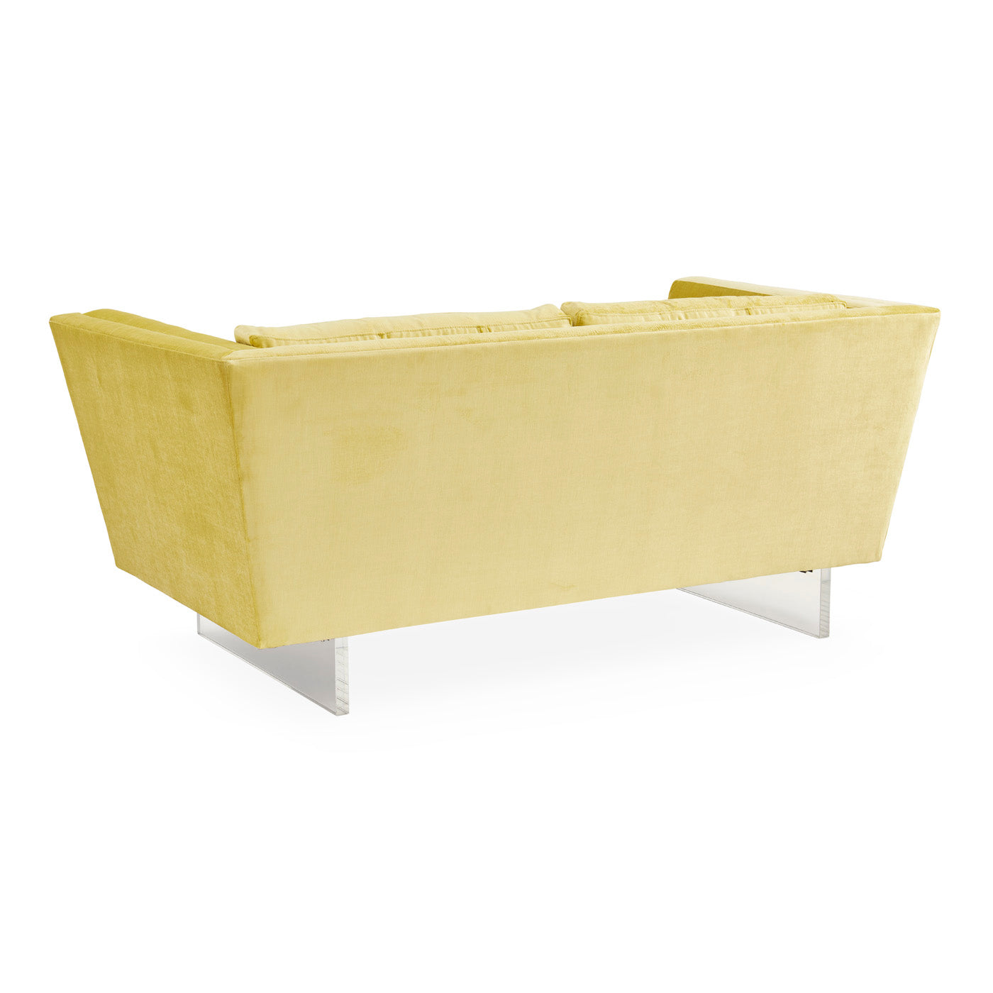 sebastian apartment sofa brussels citron velvet acrylic base - angle back view