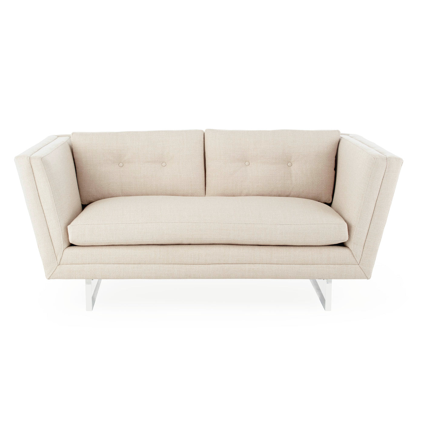 sebastian apartment sofa deluxe linen acrylic base - front view