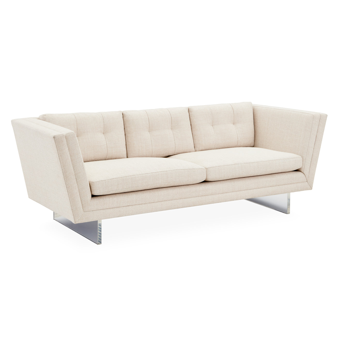 sebastian sofa deluxe linen acrylic sleigh legs - side view