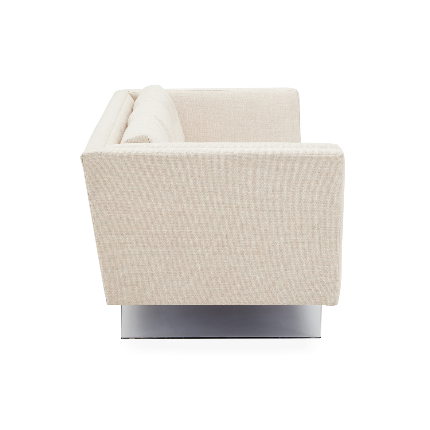 sebastian sofa deluxe linen acrylic sleigh legs - back view