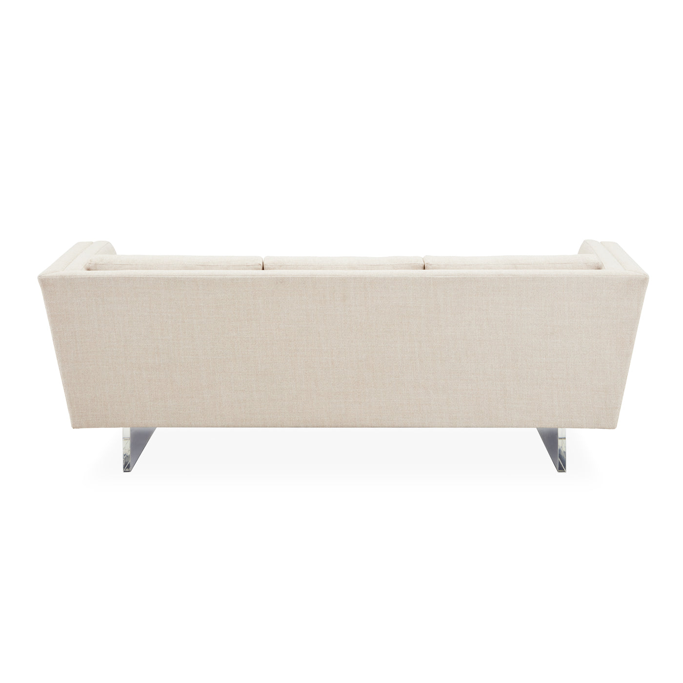 sebastian sofa deluxe linen acrylic sleigh legs - angle back view