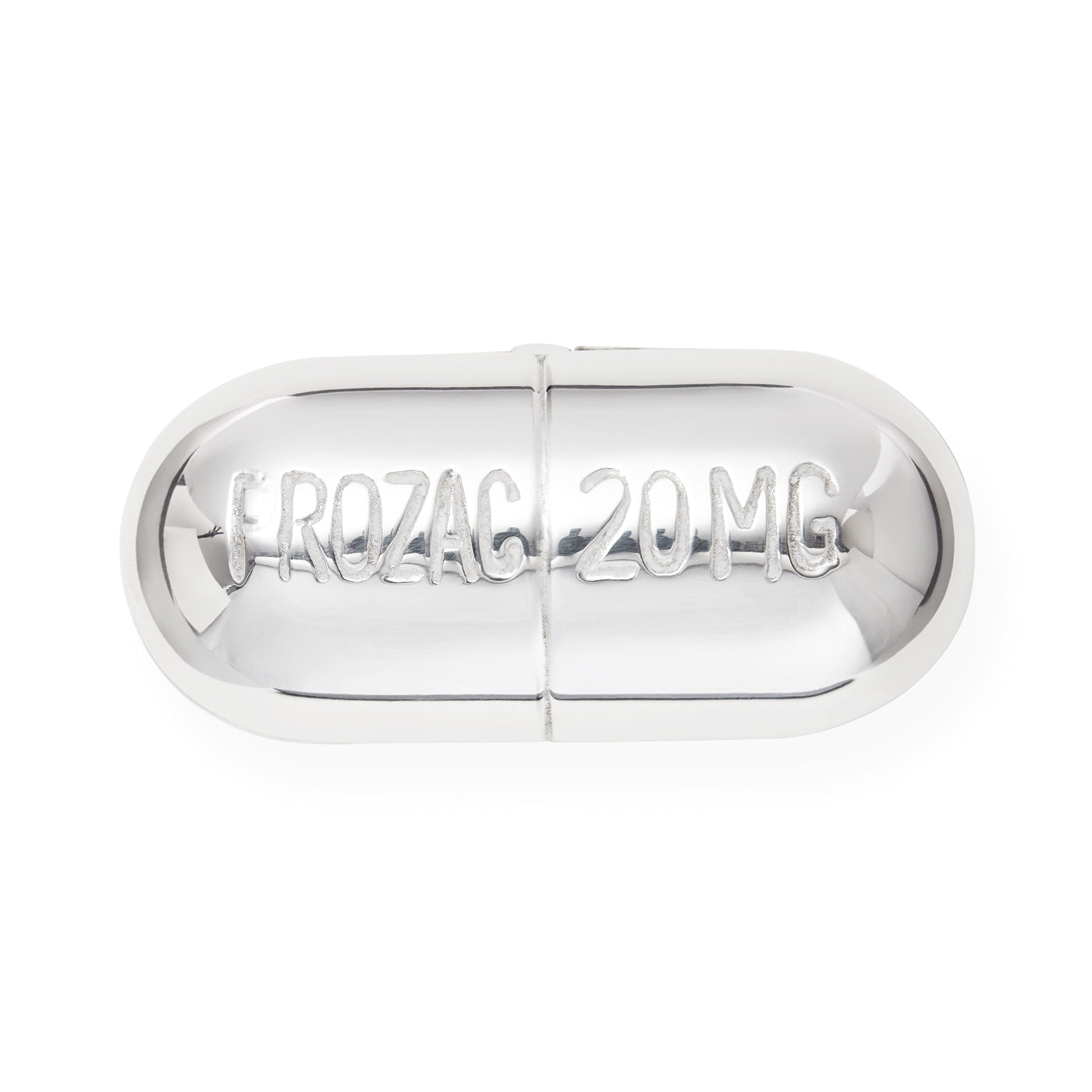 prozac pill box silver plated - front view