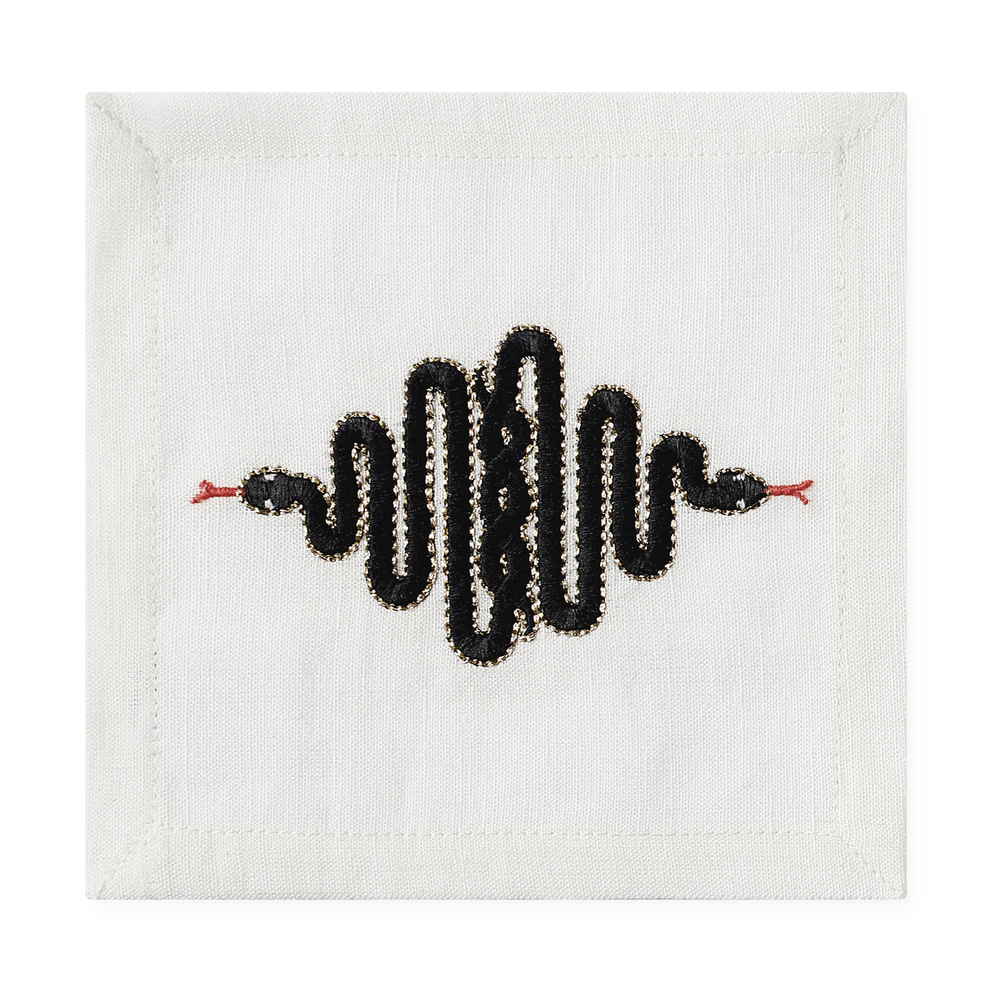 snake cocktail napkin black and white - front view