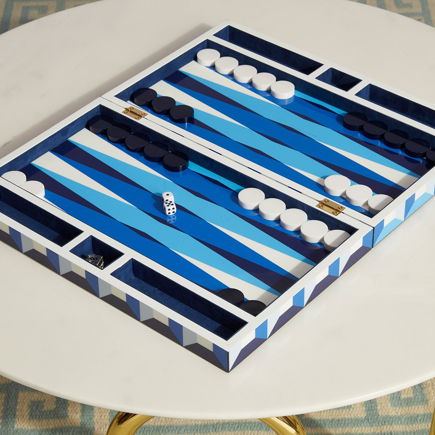 sorrento backgammon set scalinatella cocktail table - styled view 1