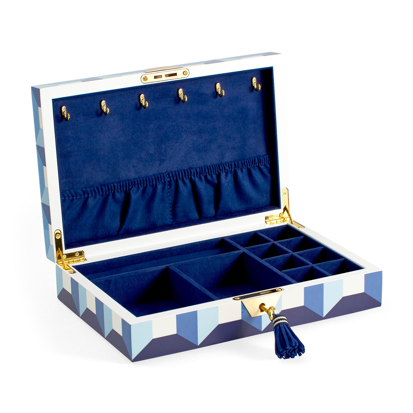 sorrento lacquer jewelry box blue closed - angle view