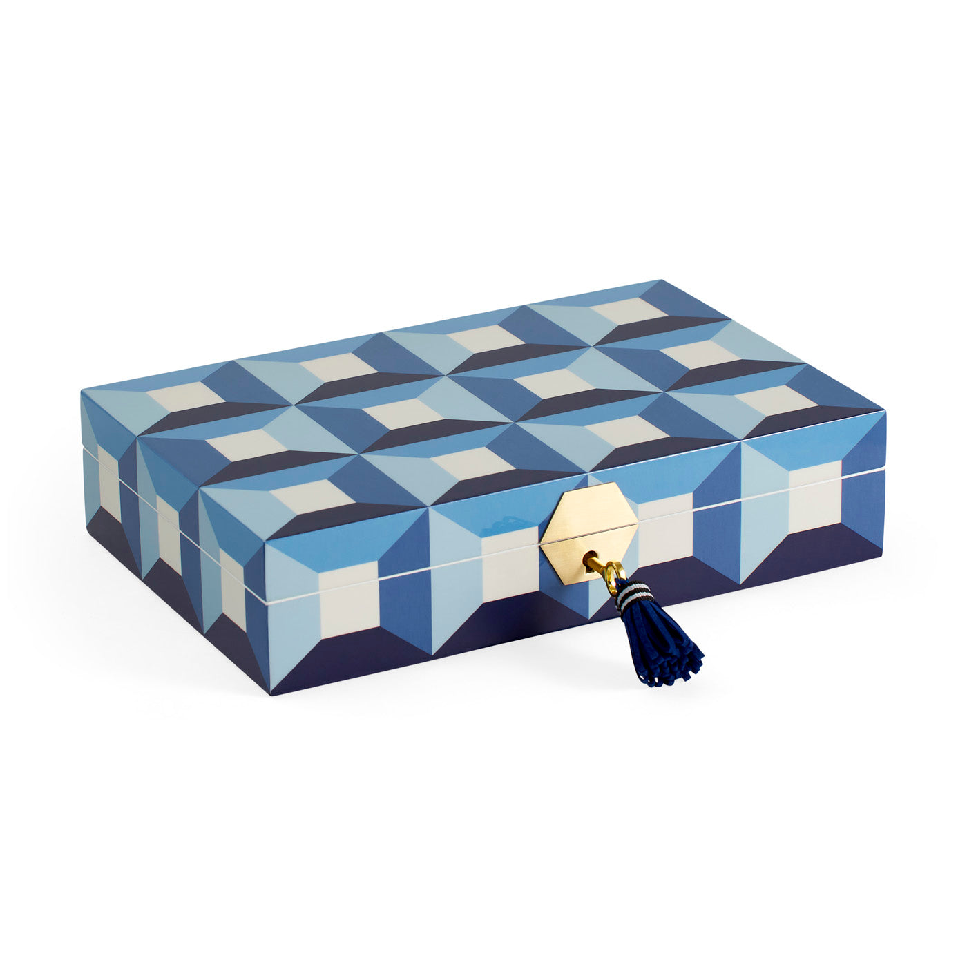 sorrento lacquer jewelry box blue open - front view