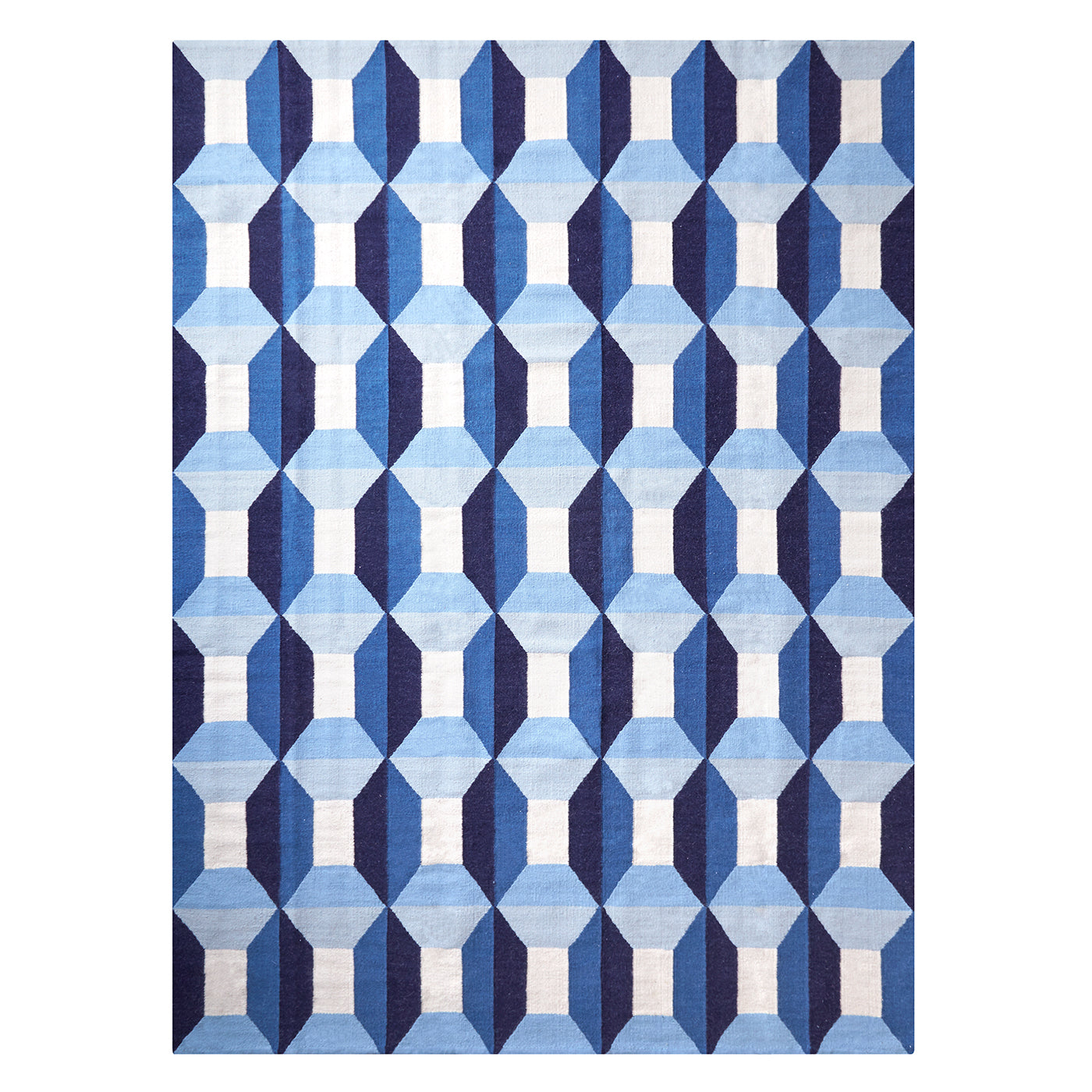 sorrento reversible peruvian flat weave rug blue 8x10 - front view
