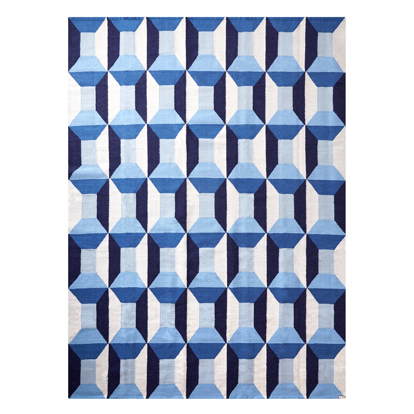 sorrento reversible peruvian flat weave rug blue - back view