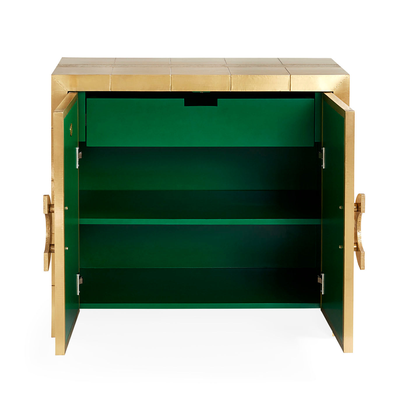 talitha cabinet brass open - front view 2