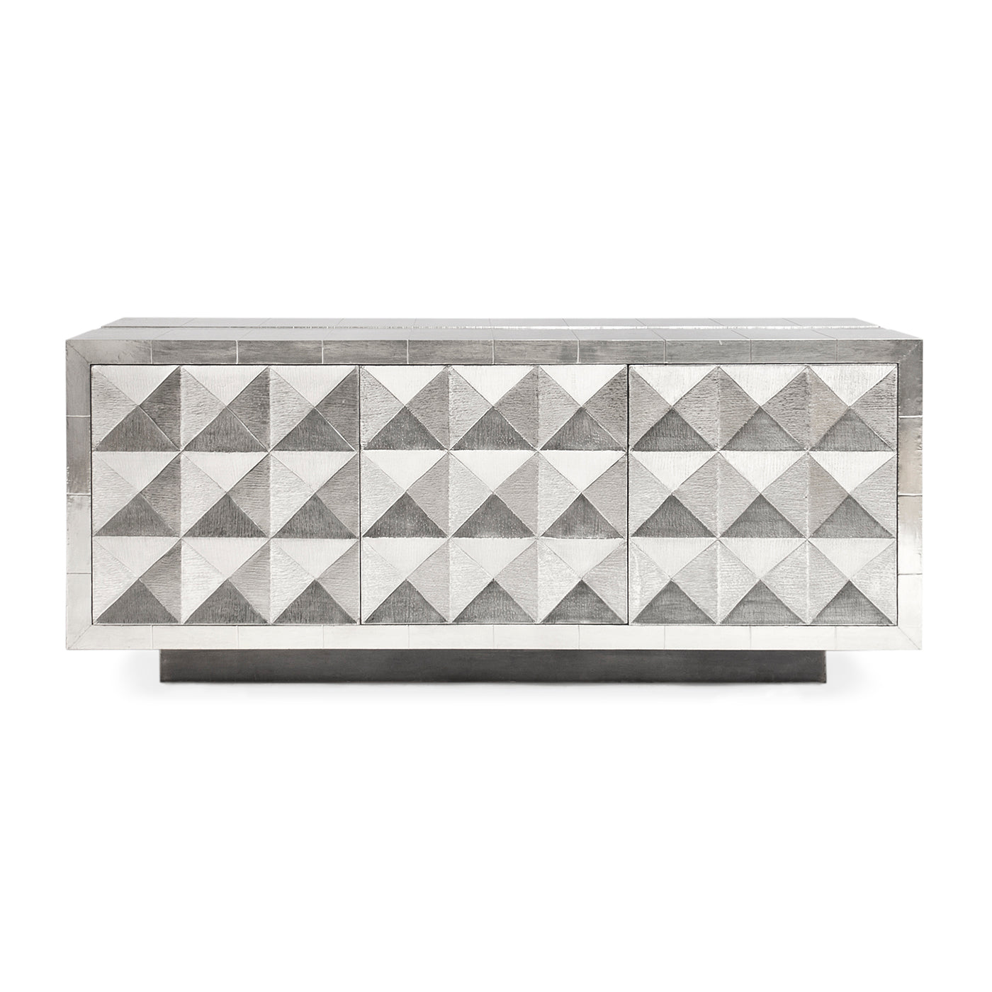 talitha credenza nickel hand-stamped patter - front view